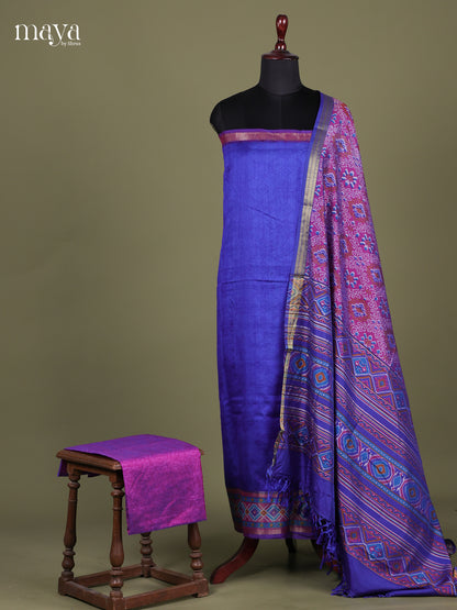Blue & Purple - Semi patola salwar Unstitched