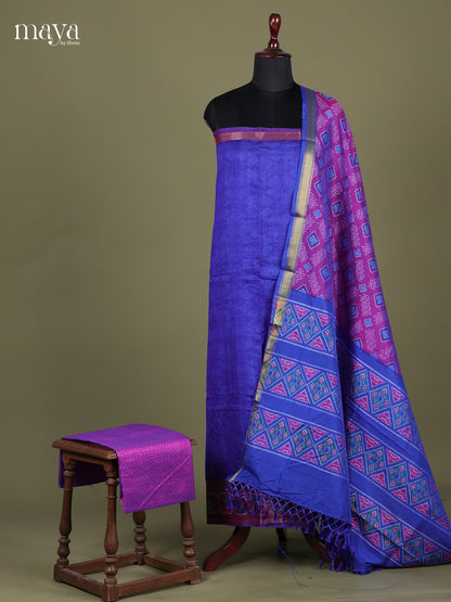 Blue & Purple - Semi patola salwar Unstitched