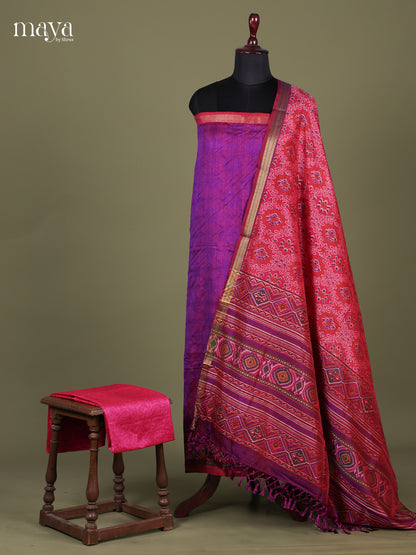 Purple & Pink - semi patola salwar Unstitched
