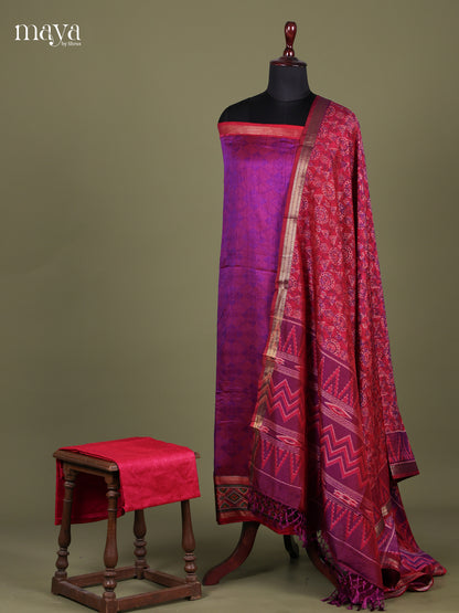 Purple & Red - Semi patola salwar Unstitched
