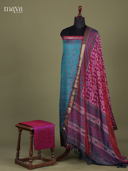 Blue & Purple - Semi patola salwar Unstitched