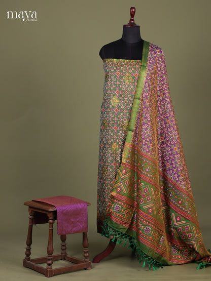 Green & Purple - Semi patola salwar Unstitched