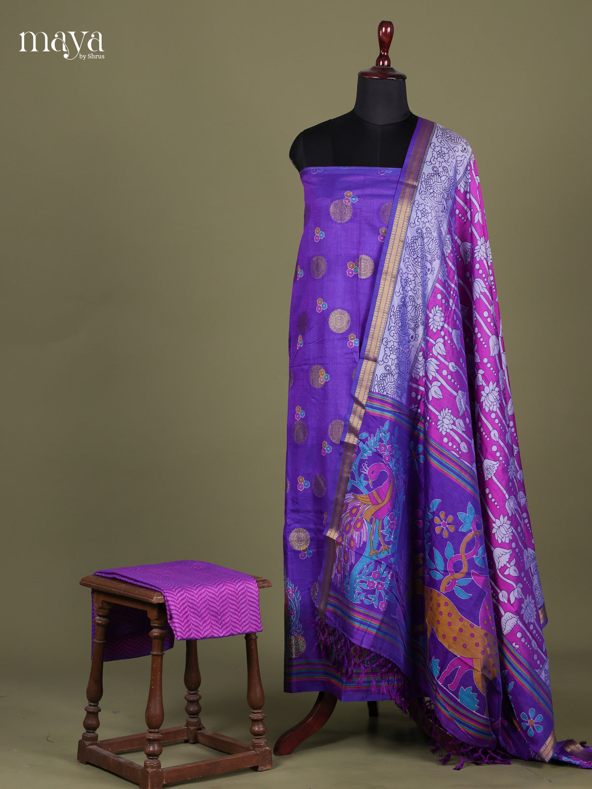 Blue & Purple- Semi patola salwar Unstitched