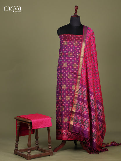 Purple & Pink - Semi patola salwar Unstitched