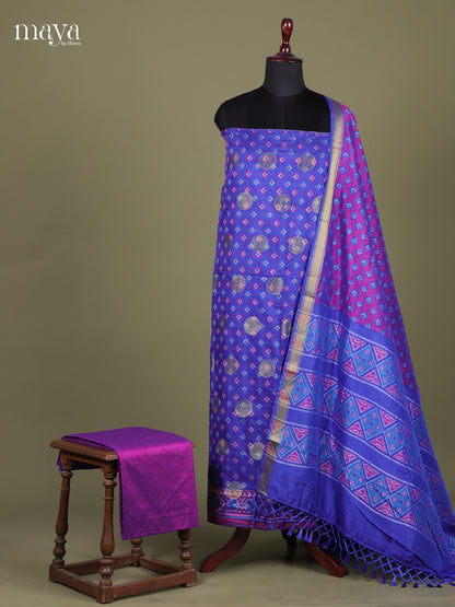 Blue & Purple - Semi patola salwar Unstitched