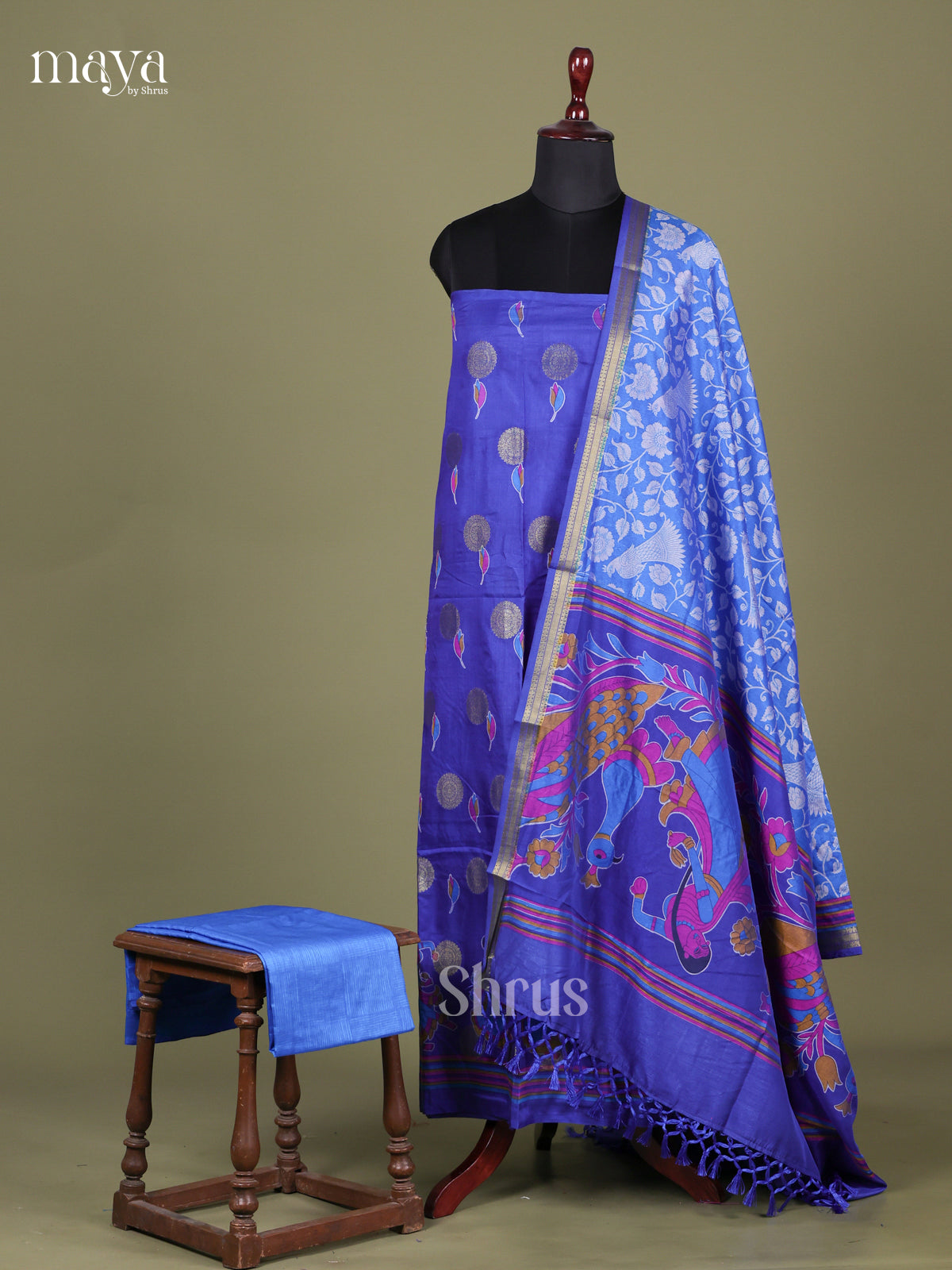 Blue - Semi patola salwar Unstitched