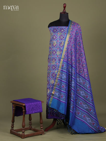 Blue & Purple - Semi patola salwar Unstitched