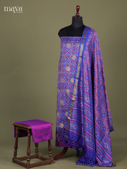 Blue & Purple - Semi patola salwarUnstitched