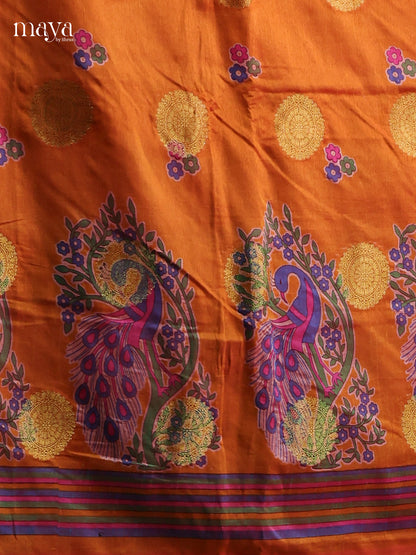 Orange & Pink - Semi patola salwar Unstitched