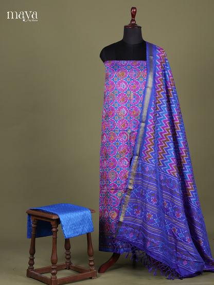 Purple & Blue - Semi patola salwar Unstitched