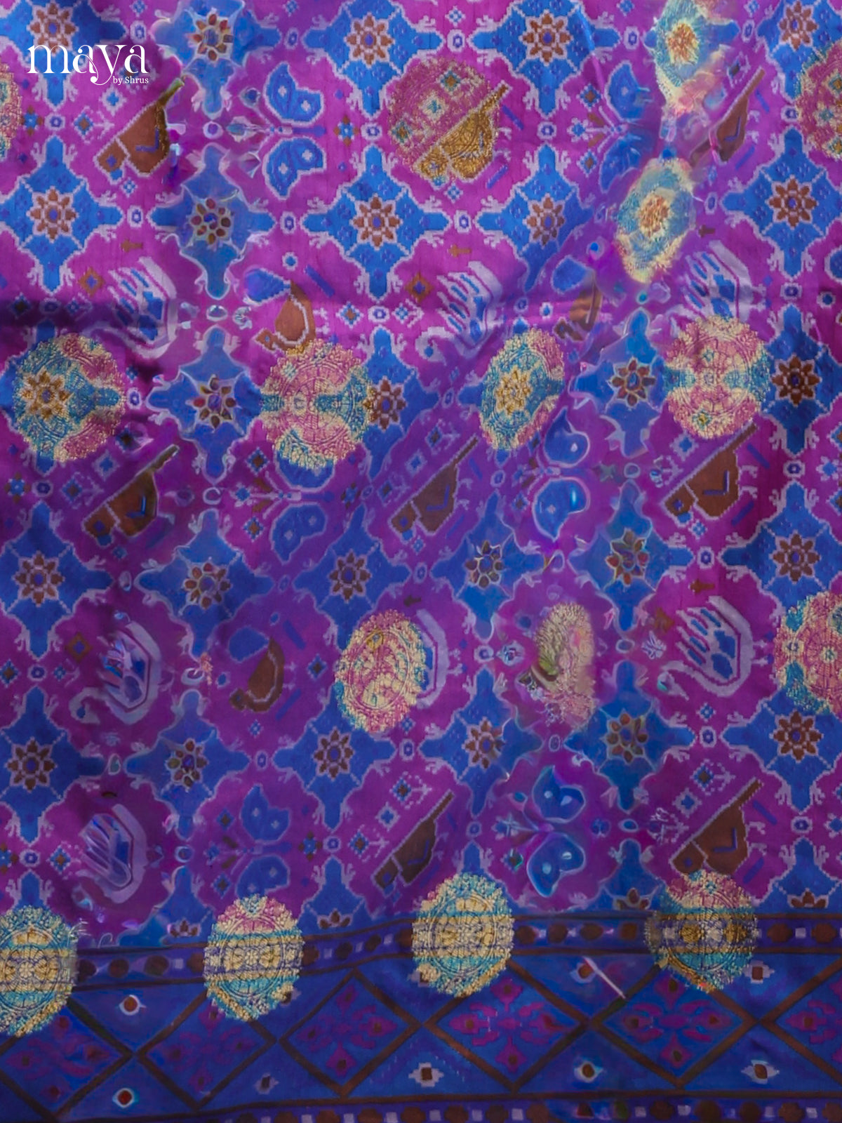 Purple & Blue - Semi patola salwar Unstitched