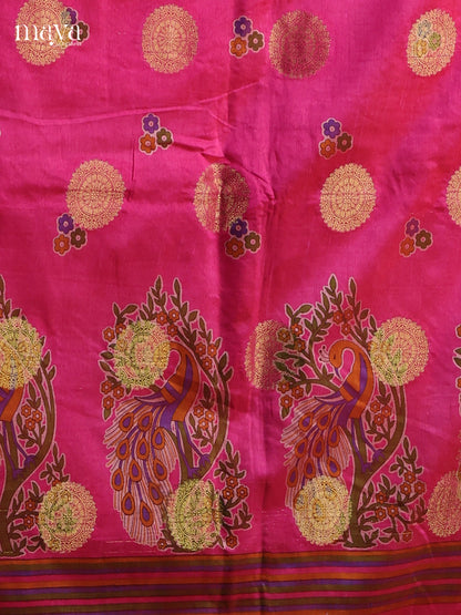 Pink & Green - Semi patola salwar Unstitched