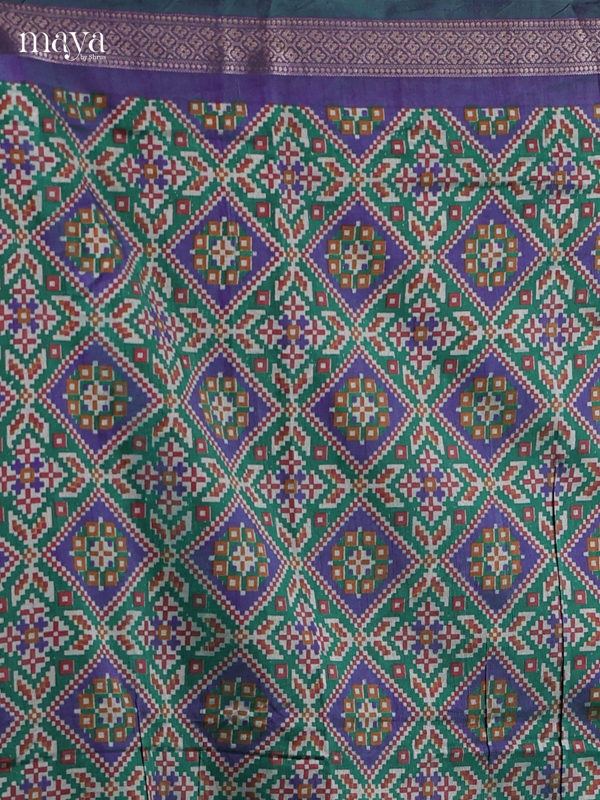 Blue & Green - Semi patola salwar Unstitched