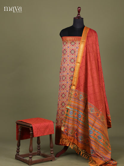 Orange - Semi patola salwar Unstitched