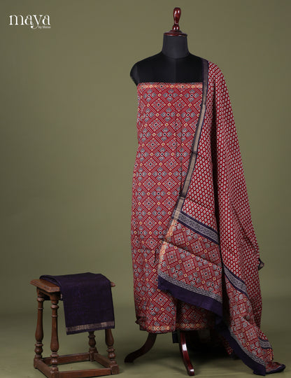 Maroon & Blue-  Art Modal Salwar Unstitch