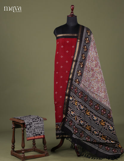 Red & Black - Art Modal Salwar Unstitch