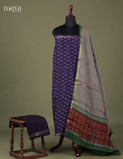 Blue & Grey - Art Modal Salwar Unstitch