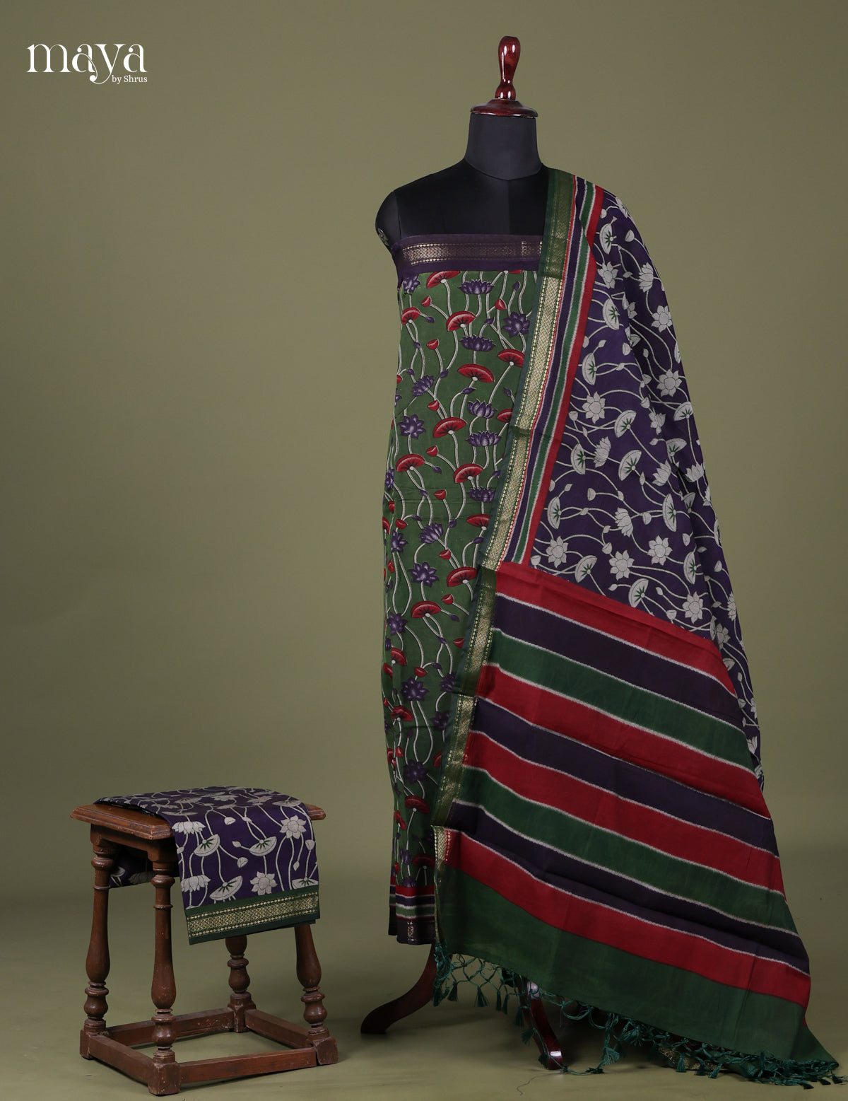 Green & Blue - Art Modal Salwar Unstitch
