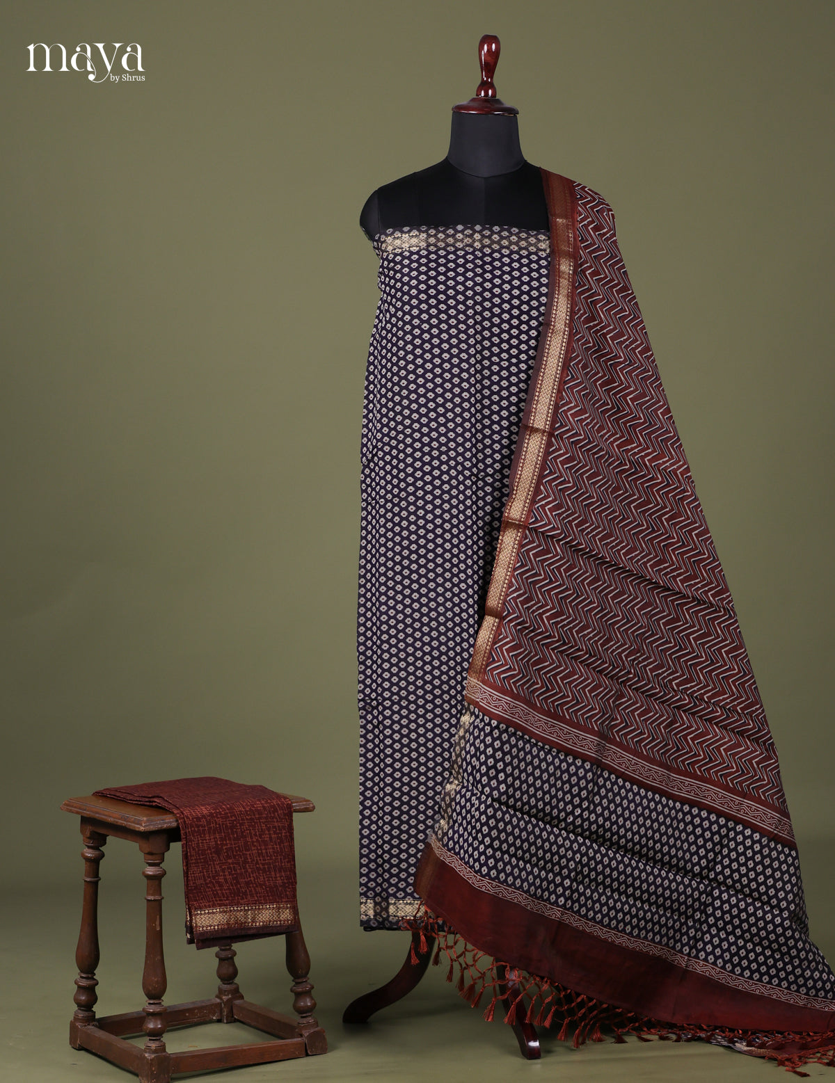 Blue & Brown -  Art Modal Salwar Unstitch