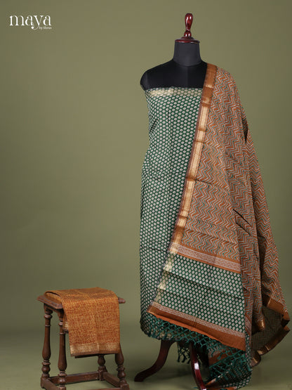 Green & Brown  -Art Modal Salwar Unstitch