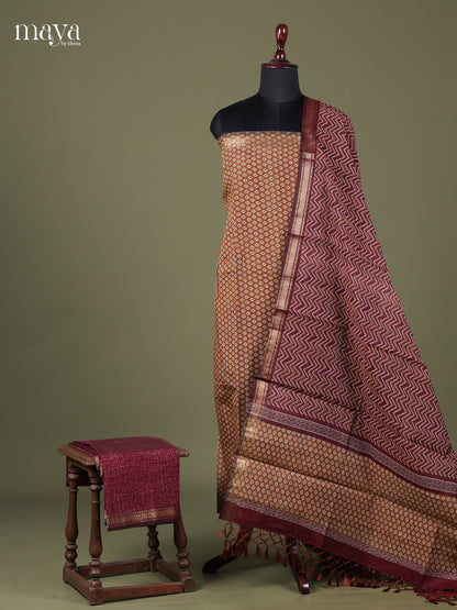 Brown & Maroon - Art Modal Salwar Unstitch