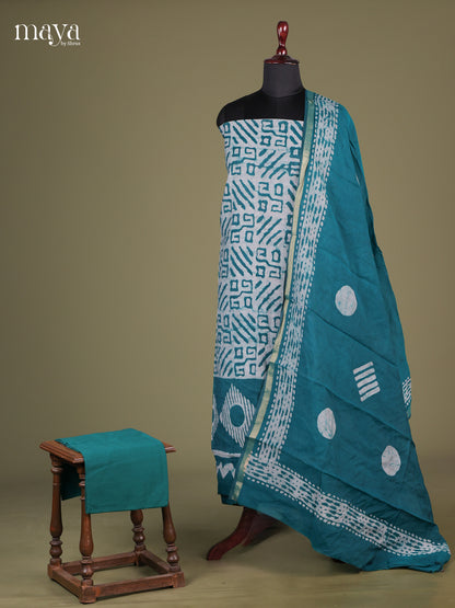 Blue & White - Cotton salwar unstitched