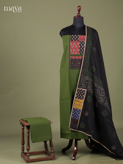 Green & Black - Ajrakh Salwar  Unstitched