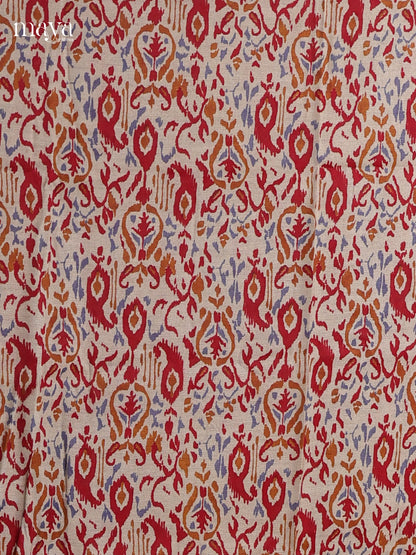 White & Red - Cotton salwar Unstitched