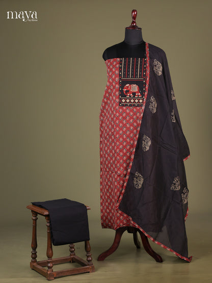 Maroon & Black - Cotton salwar Unstitched