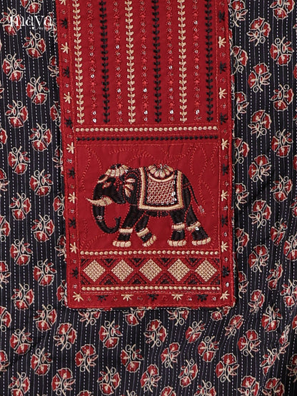 Black & Red - Cotton salwar Unstitched