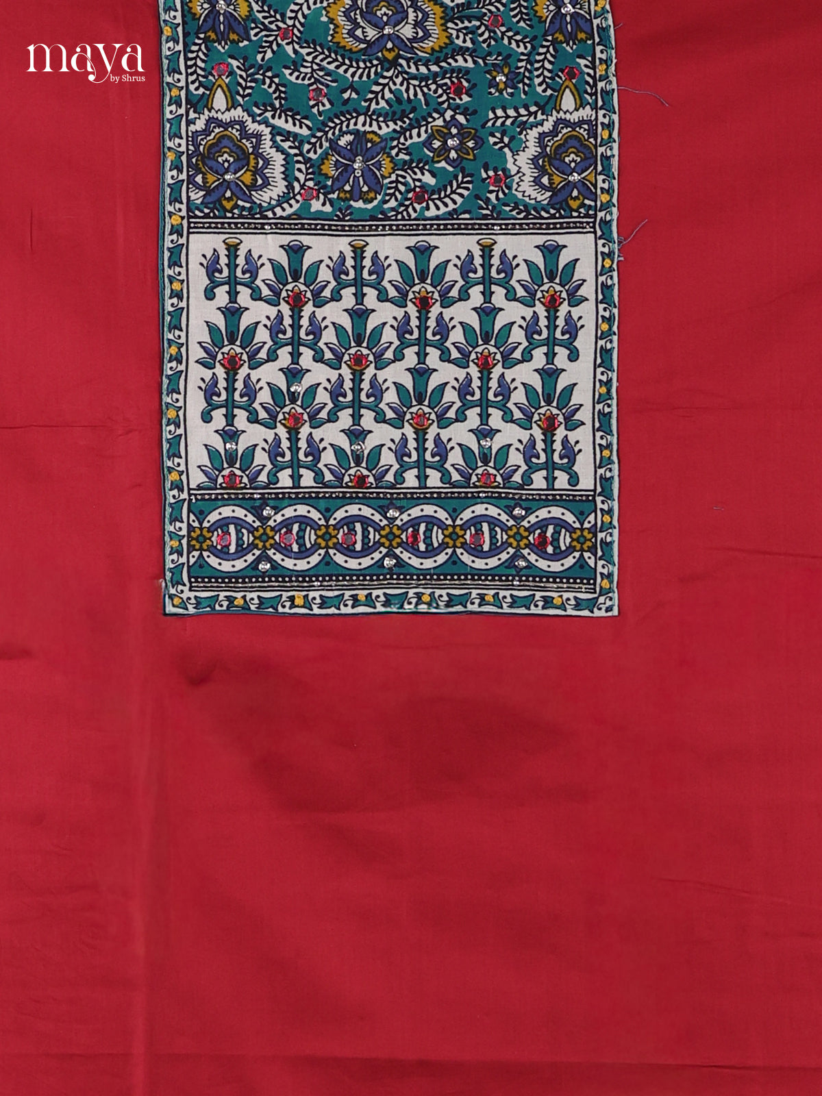 Red & Green - Cotton salwar Unstitched